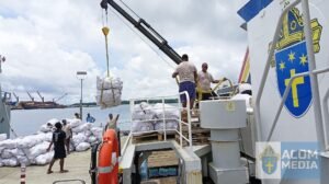 The Anglican Church of Melanesia (ACoM) today handed over disaster relief supplies at the Vanuatu Police Maritime Wharf, RVS Mala Base. 